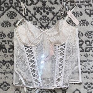 Victoria's Secret White/Ivory Lace Bra Corset Top NWT $120 RETAIL